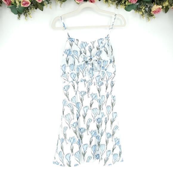 Playdress White Blue Floral Print Sleevesless Dress Medium - Picture 1 of 13